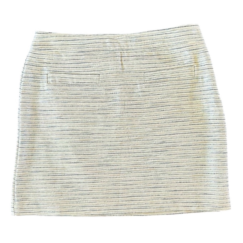 Nwt Ann Taylor Loft | Women’s Cream/Blue Micro Striped Textured Mini Skirt Sz 10